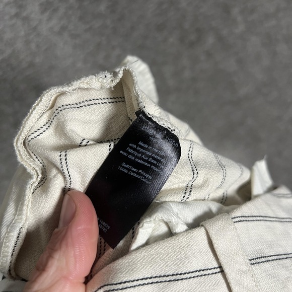 rag & bone Pants Womens 10 Cream Black Pinstripe Cropped Ankle Chino Frayed Hem - Picture 9 of 10